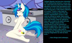 anonymind_(manipper) ass blue_hair bottomless breasts caption female_only femsub furry hooves horns horse_girl kneeling large_breasts manip masturbation my_little_pony non-human_feet nude short_hair text tongue tongue_out topless vinyl_scratch whitmaverick