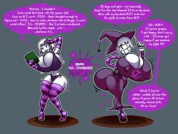 before_and_after bimbofication brain_drain breast_expansion breasts dialogue erect_nipples hat homestuck huge_breasts magic norithics rose_lalonde text witch_hat