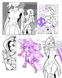  blush breasts comic control_indicator evil_smile femdom femsub hugothetroll large_breasts long_hair mercy mole overwatch ponytail possession smile sombra_(overwatch) tech_control text western white_background wings 