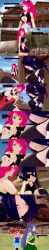  absurdres animal_ears aware black_hair blue_eyes blue_hair blush cat_ears closed_eyes clothed cousins cyanstargazer dialogue english_text fairy_tail fake_animal_ears female_only hair_covering_one_eye long_hair multiple_girls red_hair sherria_blendy sherry_blendy shy sleeping text twintails wendy_marvell 