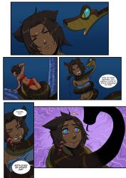 angry bagheera cat_ears cat_girl cat_tail coils comic dark_skin defeated ewder genderswap happy_trance hypnotic_eyes instant_loss jungle kaa kaa_eyes mowgli ping resisting smile snake the_jungle_book weak_resistance