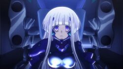  bodysuit breasts character_request empty_eyes expressionless female_only glowing glowing_eyes long_hair muv-luv purple_eyes screenshot silver_hair tagme tech_control 