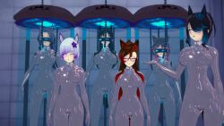  3d animal_ears bangs black_hair black_lipstick blue_eyes blue_hair blush bodysuit brain_drain breasts brown_hair cables collar corruption cybus_industries dildo doctor_who_(series) duhast19694 expressionless female_only femsub flower flower_in_hair glasses glowing_eyes graybot grey_hair hair_covering_one_eye hair_ornament heart_eyes koikatsu! large_breasts lipstick long_hair multicolored_hair multiple_girls multiple_subs nail_polish pink_eyes pink_hair ponytail purple_hair red_hair rubber sex_machine short_hair standing standing_at_attention stasis_tank tech_control thigh_gap vaginal visor white_hair wires 