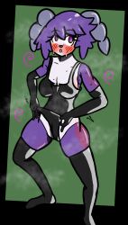  ayuko_(jcroth) bare_shoulders blush breasts cleavage clothed eyebrows_visible_through_hair female_only femsub furry gloves goat_girl haigure horns illumina indeedee leotard nintendo open_mouth opera_gloves original pink_eyes pokemon pokemon_(creature) purple_hair short_hair sideboob solo spiral spiral_eyes steam sweat symbol_in_eyes thighhighs thighs wedgie 