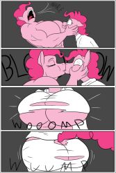 ass ass_expansion breast_expansion breasts clock-face clone comic femdom femsub furry horse_girl huge_ass huge_breasts inflation malesub muscle_girl my_little_pony original pink_hair pinkie_pie short_hair text torn_clothes transformation transgender twinning 