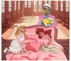absurdres alvin_and_the_chipmunks ariel babydoll bed bedroom bow brittany_miller crossover disney femsub furry helmet lingerie lupin_iii messy_hair nightgown pillow scooby-doo scooby-doo_(series) serisabibi sick sleepy slippers stuffed_animal sweat the_little_mermaid thermometer tie