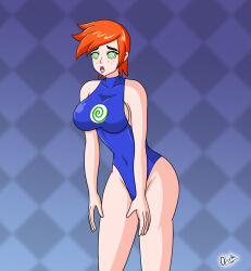 alerith ben_10 bodysuit drool future_gwen_tennyson green_eyes gwen_tennyson latex leotard n-tranced open_mouth spiral_eyes