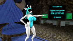  3d cuddlycarlos deer_girl deltarune dialogue female_only femsub furry horns noelle_holiday robotization solo tagme tech_control text transformation 