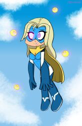  asymmetrical_eyelids blonde_blazer blonde_hair cape costume dazed dispatch_(game) drool femsub floating happy_trance hypnolordx hypnotic_object hypnotic_orb leaning_forward long_hair mask resisting signature smile spiral_eyes super_hero 