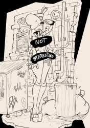  algov4b bunny_girl censored clothed_exposure complex_background condom drool expressionless femsub freckles furry hair_covering_one_eye hat heavy_eyelids high_heels kneehighs large_hips monochrome navel open_mouth outdoors saluting short_hair sketch spiral_eyes standing standing_at_attention tagme 