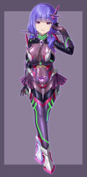  alternate_costume alternate_hair_color barcode bodysuit border bracers breasts cleavage crotch_tattoo eyebrows_visible_through_hair eyeshadow female_only femsub garoo_hoshi gloves hair_ornament happy_trance heart heart_tattoo large_breasts latex leotard looking_at_viewer luceria_etoile_(garoo_hoshi) magical_girl miniskirt mole opera_gloves original purple_background purple_eyes purple_hair rubber see-through simple_background skirt smile solo standing straight-cut_bangs tattoo thigh_gap thighhighs tight_clothing twintails 