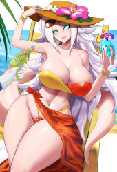  alternate_form android_21 beach bikini bikini_bottom bikini_top bracelet breasts cleavage dragon_ball dragon_ball_fighterz earrings female_only femsub glowing glowing_eyes happy_trance hat huge_breasts hypnotic_gun jewelry long_hair looking_at_viewer manip misterman4_(manipper) open_mouth raygun senria spiral_eyes sunglasses swimsuit symbol_in_eyes tail tech_control towel white_hair 