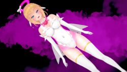  3d alternate_color_scheme alternate_costume alternate_hair_color animated bare_shoulders before_and_after blonde_hair blue_eyes blush boots bow cleavage crotch_tattoo earrings evil_smile female_only femsub fingerless_gloves gloves halo heavy_eyelids koikatsu! large_breasts leotard looking_at_viewer magical_girl moawi1 nail_polish nipple_piercing open_mouth opera_gloves original pink_eyes short_hair smile solo sorano_koizuka_(satou_kuuki) standing thigh_boots thighhighs transformation video 