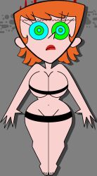 bare_breasts bare_legs bare_shoulders blood bondage breasts cleavage dexter&#039;s_laboratory expressionless huge_breasts large_breasts legs lobotomy milf mom_(dexter&#039;s_lab) multicolored_eyes nude operating_table red_hair restrained robotization stitches surgery tech_control thick_thighs thighs