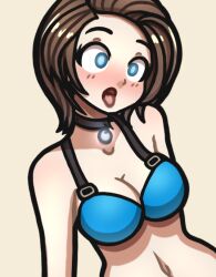 ahegao blush bra breasts cleavage collar empty_eyes female_only femsub glowing glowing_eyes httpwwwcom open_mouth short_hair solo tongue tongue_out underwear