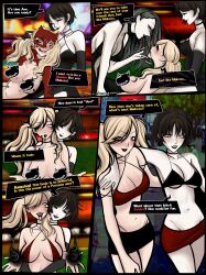 ann_takamaki blonde_hair brown_hair corruption goth gothification hypnotic_eyes large_breasts makoto_niijima mind_break persona_(series) persona_5 possession sae_niijima short_hair sinsapphic twintails