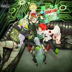  aegis_(persona) all_fours blonde_hair blue_hair blush bodysuit breast_grab breast_sucking breasts collaboration couch crossover cunnilingus doll_joints evil_smile female_only femdom femsub fingering fur_coat futaba_sakura gameplay_mechanics glasses glowing glowing_eyes green_eyes green_hair groping hacking harem heart heart_eyes kneeling labrys_(persona) lemonfiti long_hair massage masturbation mind_hack multicolored_hair multiple_girls multiple_subs open_mouth oral orange_hair persona_(series) persona_3 persona_4 persona_4_arena persona_5 persona_5_strikers ponytail puckered_lips red_hair ringo_(soul_hackers) robot_girl sharp_teeth short_hair smile sophia_(persona_5_strikers) soul_hackers symbol_in_eyes tech_control tongue tongue_out twintails yuri 