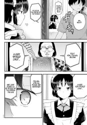  accidental_hypnosis black_hair comic glasses humor maid meika_san_can&#039;t_conceal_her_emotions short_hair spiral text translated 