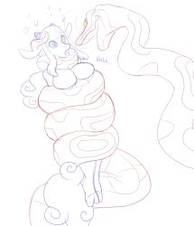 bottomless breasts coils femsub furry hypnotic_eyes kaa_eyes large_breasts nude open_mouth original plsgts saalim_(plsgts) sheep_girl sketch snake topless