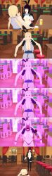  3d black_hair blonde_hair bunny_ears bunny_girl bunnysuit djiwedmewj empty_eyes femsub happy_trance harem_outfit large_breasts long_hair naruto_(series) shizune short_hair transformation tsunade 