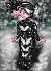 black_hair bodysuit candice gothitelle high_heels latex mrbones2210 nintendo pokemon pokemon_(creature) possession snow tagme tears twintails