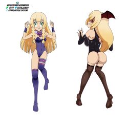  ass ass_expansion bed before_and_after blonde_hair bow breast_expansion corruption dakimakura enemy_conversion femsub idpet lillie_(pokemon) long_hair looking_at_viewer looking_back lying multiple_views nintendo on_back pokemon pokemon_sun_and_moon thighhighs transformation 