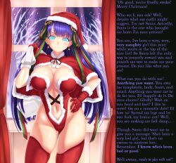 breasts caption christmas fate/grand_order fate_(series) female_only femsub ghost13_(writer) gloves hand_on_hip happy_trance hat heart heart_eyes icontrol_(manipper) kanki_(kibunhasaikou) large_breasts long_hair looking_at_viewer manip navel purification purple_hair saint_martha santa_costume santa_hat smile solo symbol_in_eyes text thighhighs