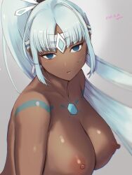 blue_eyes blue_hair bottomless breasts cleavage empty_eyes erect_nipples expressionless female_only guilegaze_(manipper) huge_breasts jewelry long_hair manip monmonyasu nintendo nude perun_(xenoblade) topless xenoblade_chronicles xenoblade_chronicles_2