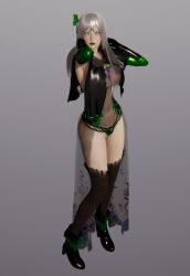 3d alternate_costume armpits boots breasts cape dogeee emilia_(re:zero) erect_nipples femsub gloves glowing glowing_eyes green_eyes green_lipstick grey_background hair_ornament honey_select_2 leotard long_hair nipples opera_gloves re:zero_starting_life_in_another_world see-through simple_background standing tears thighhighs white_hair
