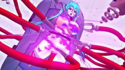  3d ahoge amputee arms_behind_back beam blue_eyes blue_hair bottomless breasts cables corruption crotch_tattoo custom_maid_3d_2 cyan_eyes cyan_hair electricity elf_ears esther_r18 exposed_chest eye_roll female_only femsub glowing huge_breasts navel nipples nude open_mouth pubic_hair restrained sex solo tears topless twintails uchinoko_esther_(esther_r18) vaginal wires 