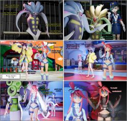  black_hair corruption crashtrance dark_skin elesa empty_eyes femsub green_hair hypnotized_hypnotist malamar nintendo nurse_joy officer_jenny pink_hair pokemon skyla spiral_eyes text 