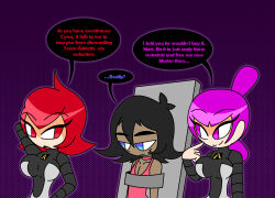 aged_up alternate_costume arms_above_head ash_ketchum bare_shoulders black_hair blue_eyes breasts clothed dialogue empty_eyes english_text femsub happy_trance hypnoscream jupiter_(pokemon) large_breasts maledom mars_(pokemon) nintendo pokemon pokemon_(anime) pokemon_diamond_pearl_and_platinum posing purple_eyes red_eyes restrained short_hair smile speech_bubble story tagme text