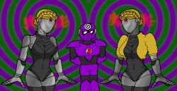  atomic_heart blonde_hair expressionless faceless femsub hypnoman_(silver) leaning_forward maledom multiple_girls multiple_subs original purple_skin red_eyes robot robot_boy robot_girl silver simple_background the_twins_(atomic_heart) 