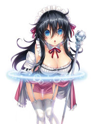 black_hair blue_eyes breasts collar dazed empty_eyes femsub gloves large_breasts magic maid manip simple_background staff thighhighs tiechonortheal_(manipper) traditional