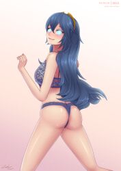 ass blue_hair blush bra breasts female_only femsub fire_emblem fire_emblem_awakening glowing glowing_eyes happy_trance icontrol_(manipper) large_breasts lingerie long_hair looking_back lucina manip nintendo open_mouth panties princess see-through simple_background solo spiral_eyes symbol_in_eyes underwear zelc-face