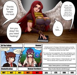 angel_girl dialogue female_only femsub gemna_(mezz+pokemongirl) original red_eyes red_hair serena_(goldnightangel) sixmi34 wings