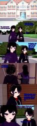 absurdres aware black_hair blue_eyes clothed dialogue english_text female_only hair_covering_one_eye kurai_(witch) long_hair multiple_girls ophelia's_dollhouse ophelia_(ophelia's_dollhouse) purple_eyes short_hair text witch_(mad_jacks) zenin1