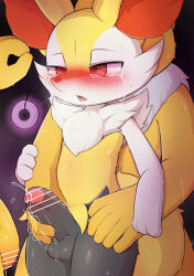 balls blush braixen censored dazed drool furry glowing handjob hypno male_only maledom malesub multiple_boys multiple_doms nintendo pendulum penis pokemon precum red_eyes tears yousan