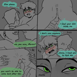anal anus comic drool elias_bouchard fat green_eyes maledom malesub martin_blackwood penis robin-just-horny the_magnus_archives yaoi