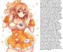 alien breasts brown_eyes brown_hair caption caption_only cure_pine earrings femdom finger_snap fresh_precure! hypnotic_accessory hypnotic_gas hypsubject_(manipper) inori_yamabuki jewelry large_breasts looking_at_viewer manip orgasm_command pov pov_sub precure text