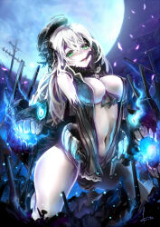  atago_(kantai_collection) breasts cleavage corruption femsub gloves green_eyes happy_trance kantai_collection kito_(kito2) large_breasts long_hair open_clothes opera_gloves silver_hair tongue tongue_out 