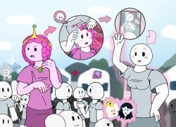  adventure_time bald blush crown femsub finn_the_human heart heart_eyes huge_breasts jake_the_dog large_breasts lord-enemil marceline mass_hypnosis pink_skin princess_bubblegum sequence shaved spiral spiral_eyes t-shirt transformation white_skin 