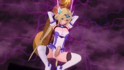  3d animated armpits arms_above_head blonde_hair blue_eyes blush boots cleavage corruption cum electricity erection eye_roll femsub futanari futasub gloves hair_ornament handsfree_ejaculation high_heels hypnotic_gas koikatsu! leotard magical_girl moawi1 open_mouth opera_gloves penis pussy_juice restrained skirt spread_legs squatting squirting thigh_boots thighhighs tongue twintails video 