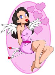  angel angel_girl arrow black_hair bow_(weapon) cupid erect_nipples female_only femdom heart love magic original powermogri smile tongue tongue_out valentine&#039;s_day weapon wings 