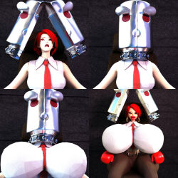 3d bimbofication boxing_gloves breast_expansion breasts earrings femsub huge_breasts huge_lips jackd22 jewelry king_of_fighters navel red_hair red_lipstick tech_control tie vanessa_(kof)