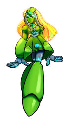 blonde_hair bodysuit capcom corruption empty_eyes expressionless female_only glowing glowing_eyes long_hair megaman_(series) megaman_x_(series) ponytail robot robotization sam tech_control totally_spies transformation
