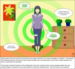  black_hair breasts dialogue empty_eyes femsub hinata_hyuuga large_breasts long_hair nabs001 naruto_(series) sandals spiral text 