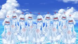  antenna belt breasts clone dress expressionless femsub ice_queen_(monster_girl_encyclopedia) manip monster_girl monster_girl_encyclopedia multiple_girls multiple_subs outdoors slime small_breasts spiral spiral_eyes tech_control visor 