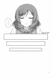 closed_eyes love_live! maki_nishikino sleepy sweat translated