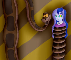 crossover disney equestria_girls femsub hypnotic_eyes kaa maledom multicolored_hair my_little_pony personification princess_luna ring_eyes smile snake the_jungle_book